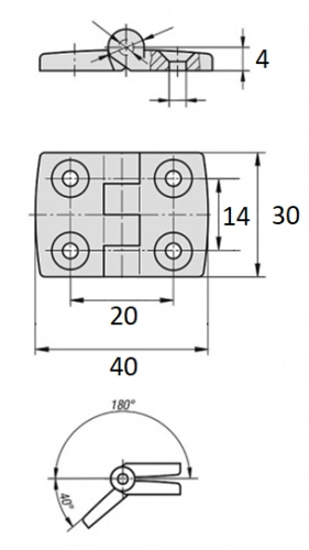 Петля листовая пластиковая RZP 299-1 (40*30*4)
